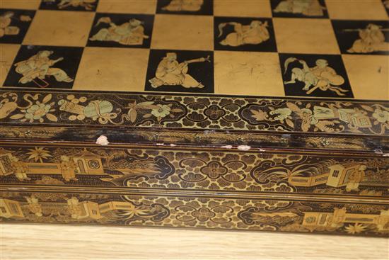 An Oriental lacquered chess/backgammon board